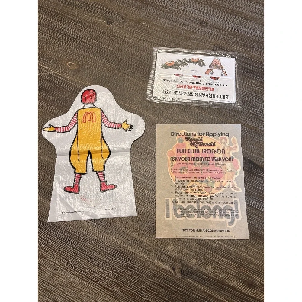 Letterland Stationary‎ McDonaldland Ronald McDonald Iron On Puppet 1970s Lot